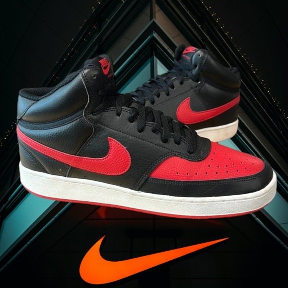 Nike Court Vision Mid #DM8682-001 Black Red University Men's Basketball Shoes 10 - Picture 1 of 13